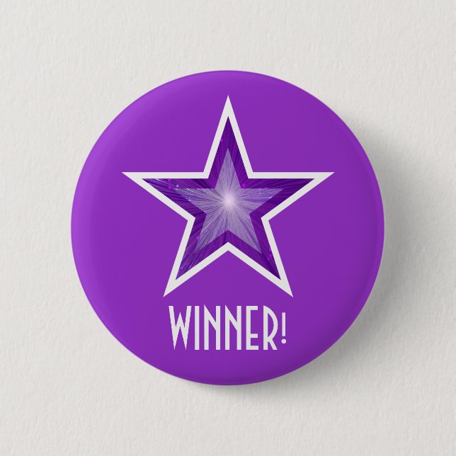 Purple Star 'WINNER!' button purple (Front)