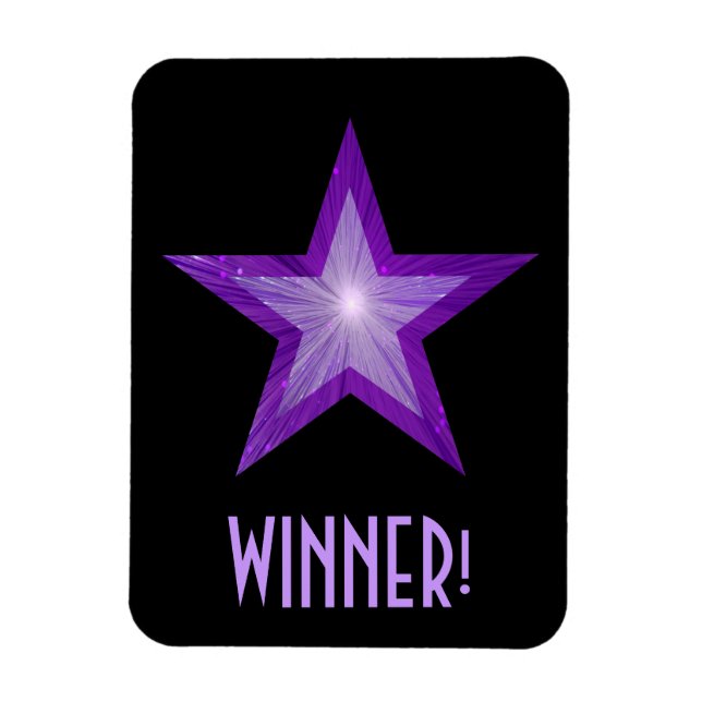 Purple Star 'Winner!' flexible magnet black (Vertical)