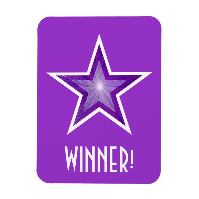 Purple Star 'Winner!' flexible magnet purple (Vertical)