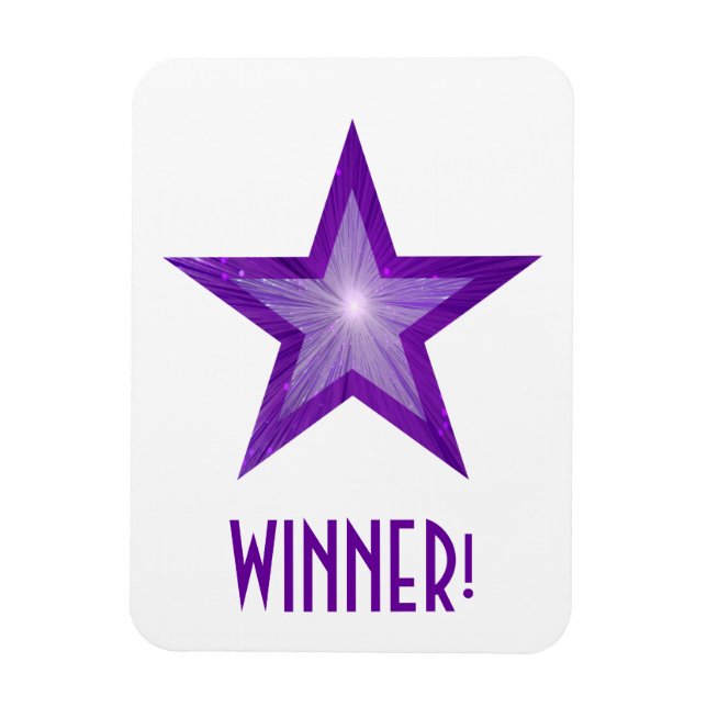 Purple Star 'Winner!' flexible magnet white (Vertical)