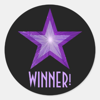 Purple Star 'WINNER!' round sticker black