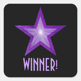 Purple Star 'WINNER!' square sticker black