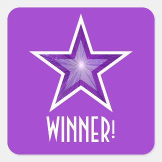 Purple Star 'WINNER!' square sticker purple