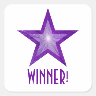 Purple Star 'WINNER!' square sticker white
