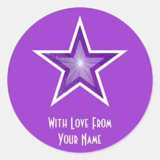Purple Star 'With Love From'' round sticker purple