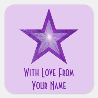 Purple Star 'With Love From'' square pale purple Sticker