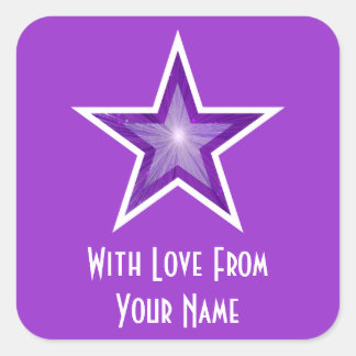 Purple Star 'With Love From'' square purple Sticker