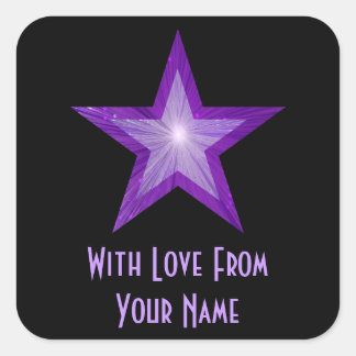 Purple Star 'With Love From'' square sticker black