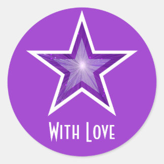 Purple Star 'With Love'' round sticker purple