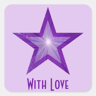 Purple Star 'With Love'' square pale purple Sticker