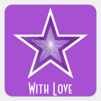 Purple Star 'With Love'' square sticker purple