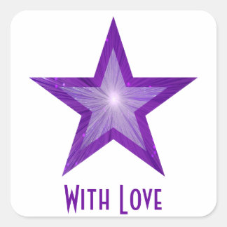 Purple Star 'With Love'' square sticker white