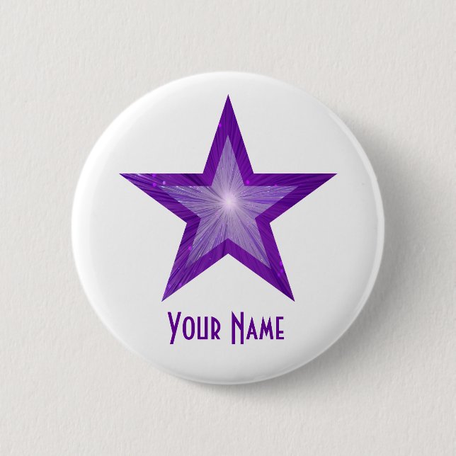 Purple Star 'Your Name' button white (Front)