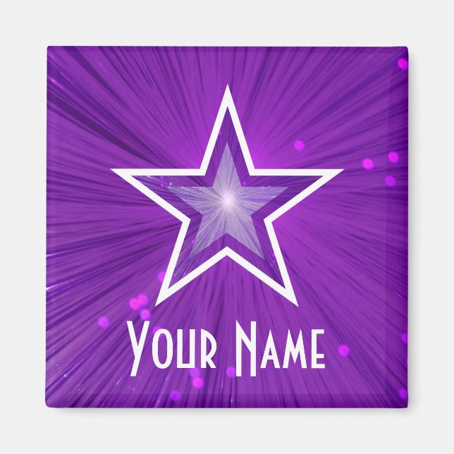 Purple Star 'Your Name' fridge magnet square (Front)