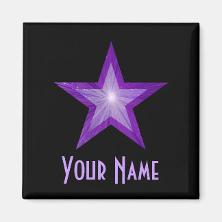 Purple Star 'Your Name' fridge magnet square black