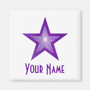 Purple Star 'Your Name' fridge magnet square white
