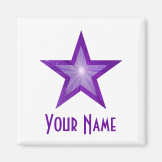 Purple Star 'Your Name' fridge magnet square white