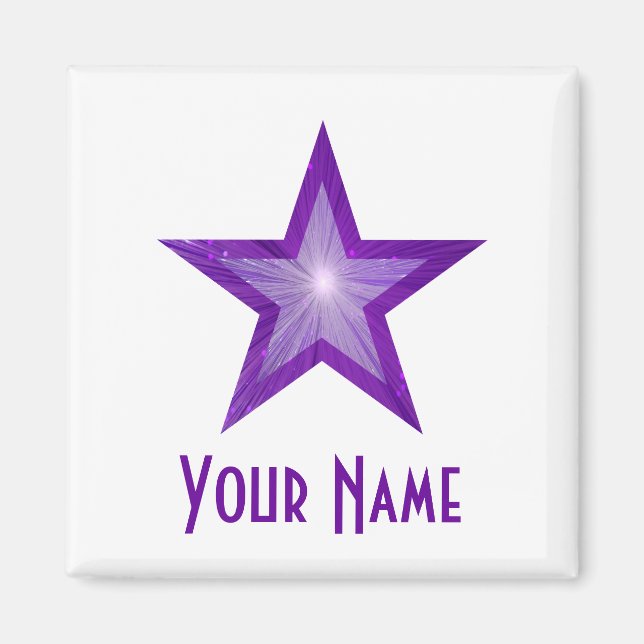 Purple Star 'Your Name' fridge magnet square white (Front)