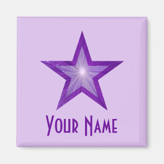 Purple Star 'Your Name' magnet square pale purple