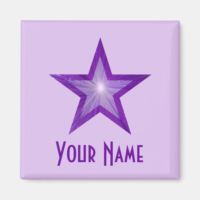 Purple Star 'Your Name' magnet square pale purple (Front)