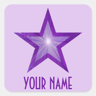 Purple Star 'Your Name'' square pale purple Sticker