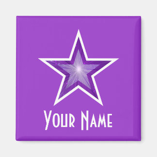 Purple Star 'Your Name' square purple Magnet