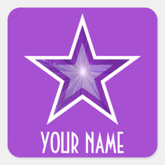 Purple Star 'Your Name'' square sticker purple