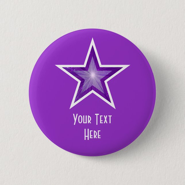 Purple Star 'Your Text' button purple (Front)