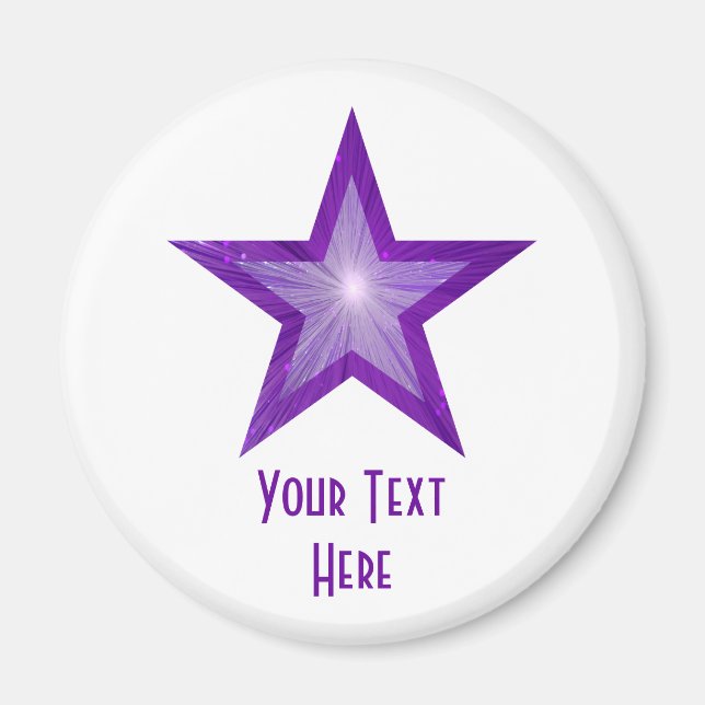 Purple Star 'Your Text' fridge magnet white (Front)