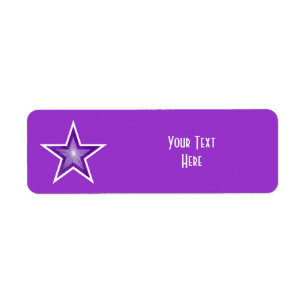 Purple Star 'Your Text' label small purple