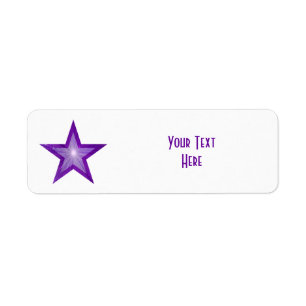 Purple Star 'Your Text' label small white