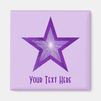 Purple Star 'Your Text' magnet square pale purple