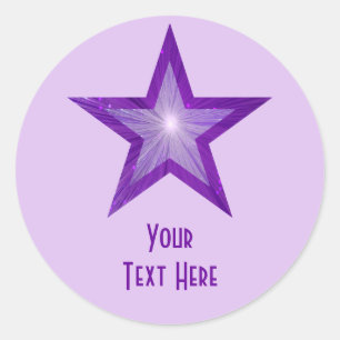 Purple Star 'Your Text' round sticker pale purple