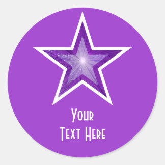 Purple Star 'Your Text' round sticker purple