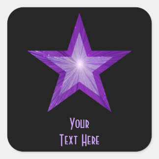 Purple Star 'Your Text' square sticker black