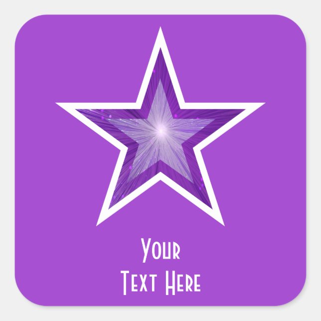 Purple Star 'Your Text' square sticker purple (Front)
