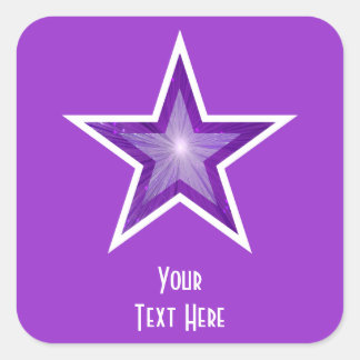 Purple Star 'Your Text' square sticker purple