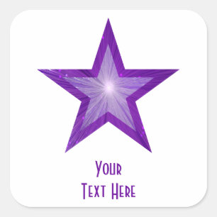 Purple Star 'Your Text' square sticker white