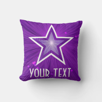 Purple Star 'Your Text' throw pillow square