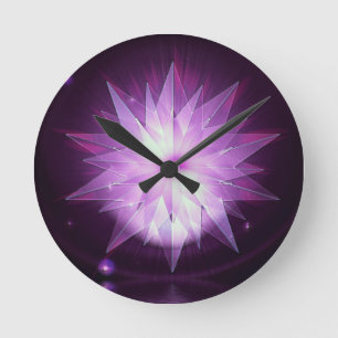 Purple Starburst Round Clock