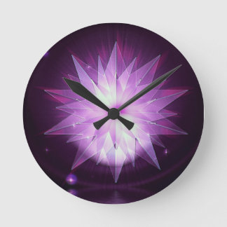 Purple Starburst Round Clock
