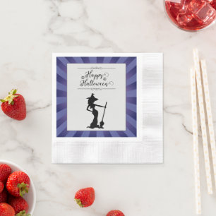 Purple Starburst Witch Halloween Napkin