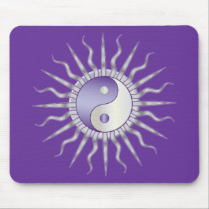 Purple Starburst Yin Yang Mouse Pad
