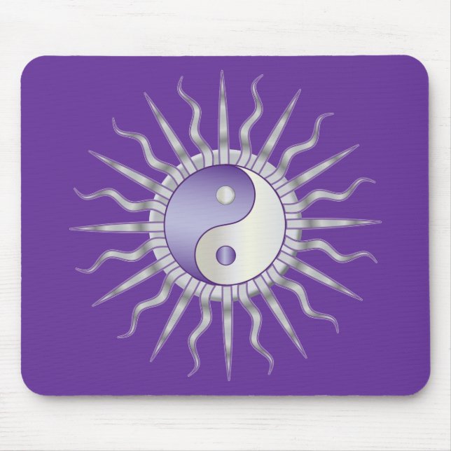 Purple Starburst Yin Yang Mouse Pad (Front)