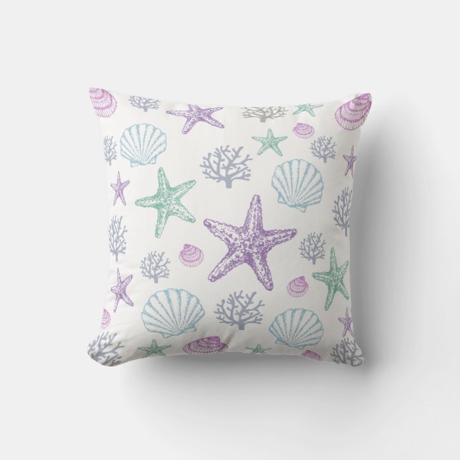 Purple Starfish Shell Pattern  Cushion (Front)