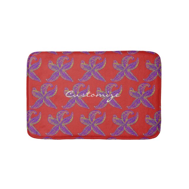 purple starfish Thunder_Cove any colour Bath Mat (Front)