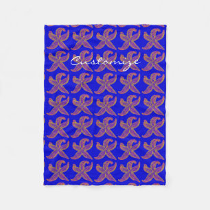 purple starfish Thunder_Cove blue Fleece Blanket