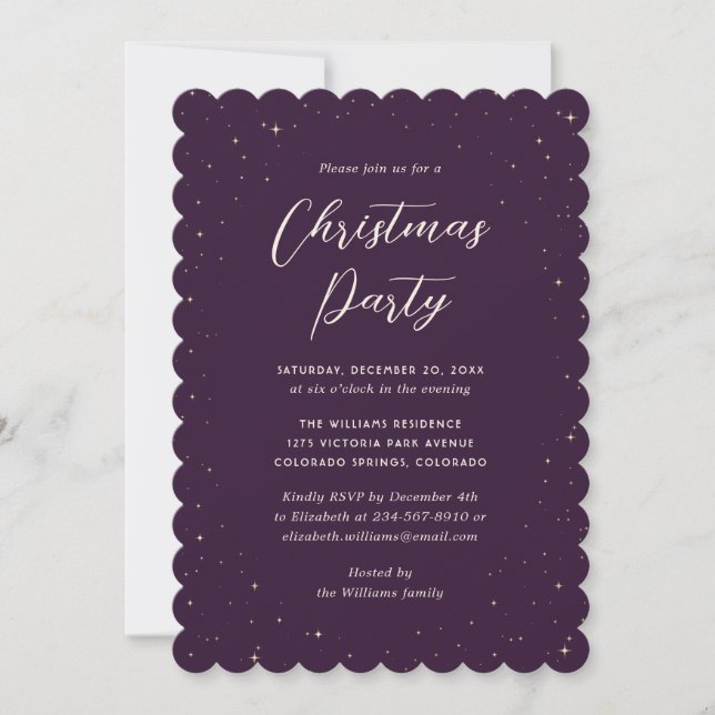 Purple Starry Christmas Party Invitation (Front)