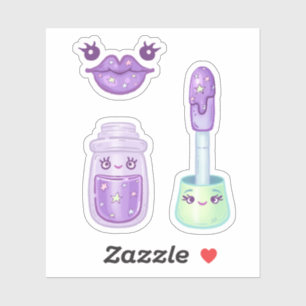 Purple starry lipgloss and lips sticker Pack