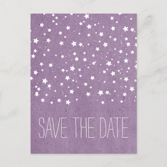Purple Starry Night Save the Date Postcard (Front)